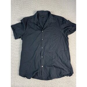 John Varvatos Shirt Mens Large Black Short Sleeve Button Up Cotton Casual